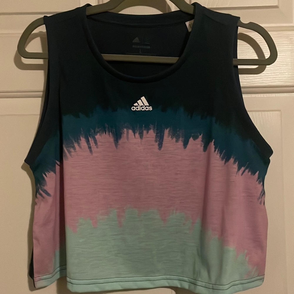 Adidas tie dye crop top tank top with logo - never worn - size large